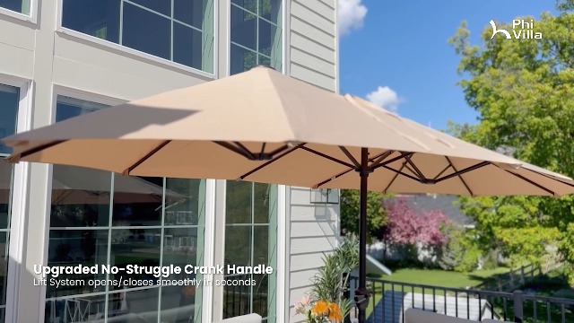Amazon.com : PHI VILLA 13ft Large Patio Umbrellas, Double-Sided Outdoor  Market Rectangle Umbrella for Outside, Light Gray : Patio, Lawn & Garden