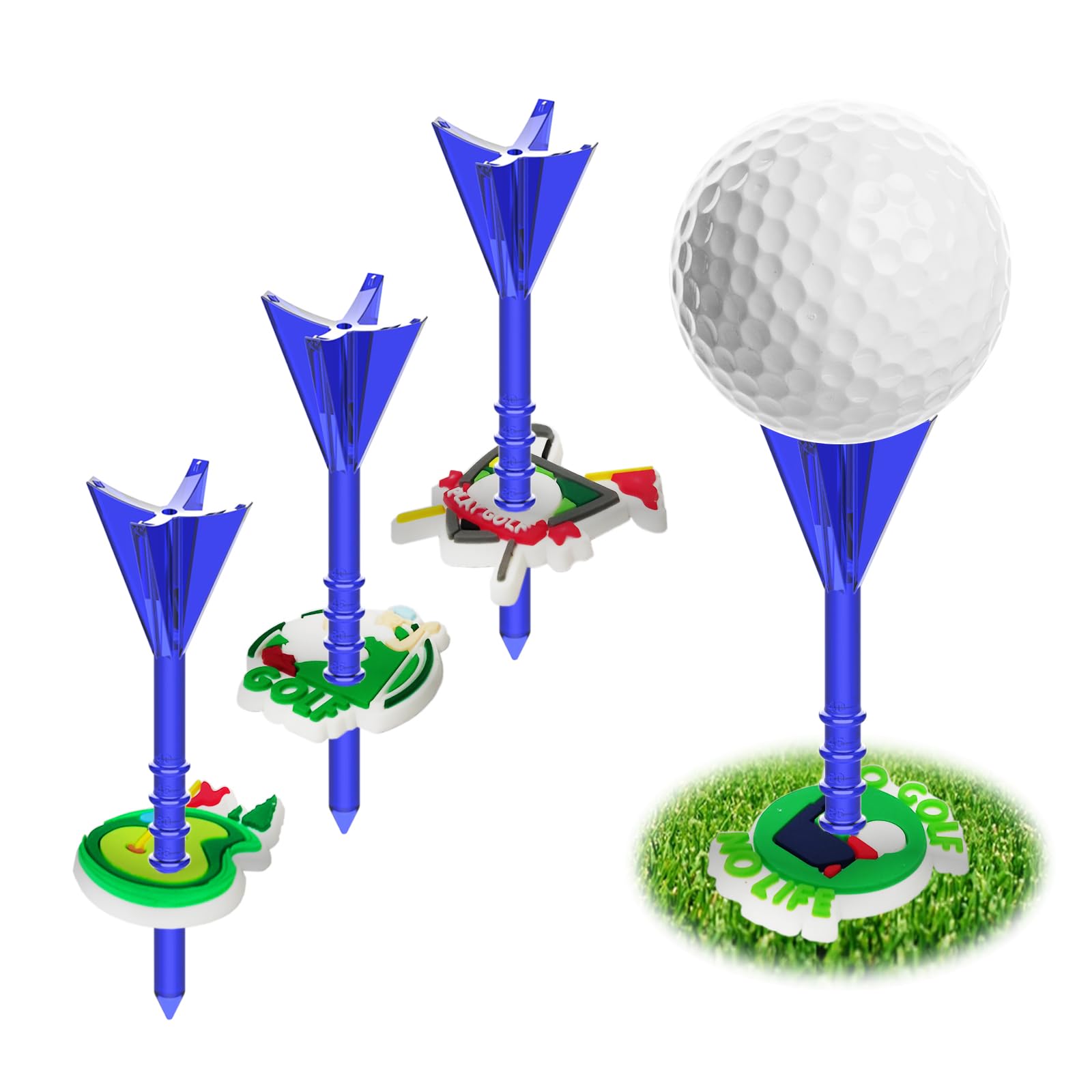 ZiguybaGolf Tees 8 Pcs Premium Golf Tees, Adjustable & Durable Golf Tees, with 4 Kinds of Adjustable Pad Mark,Tee Off with Greater Consistency and Shoot Better Scores