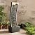 Teamson Home 38.5" Modern Curved Outdoor Water Fountain – Freestanding Floor Garden Waterfall Fountain with LED Lights, Weatherproof Polyresin Water Feature for Patio, Yard, Black & Stone Gray