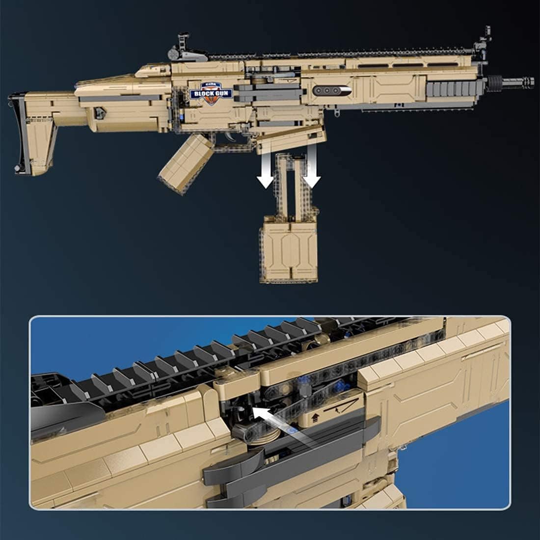 Technik Arme Jeu de Construction avec Moteurs, Militaire Maquette de Fusil d'assaut FN Scar 17S Gun, 1406+Pièces Blocs de Construction Compatible avec Les Grandes Marques