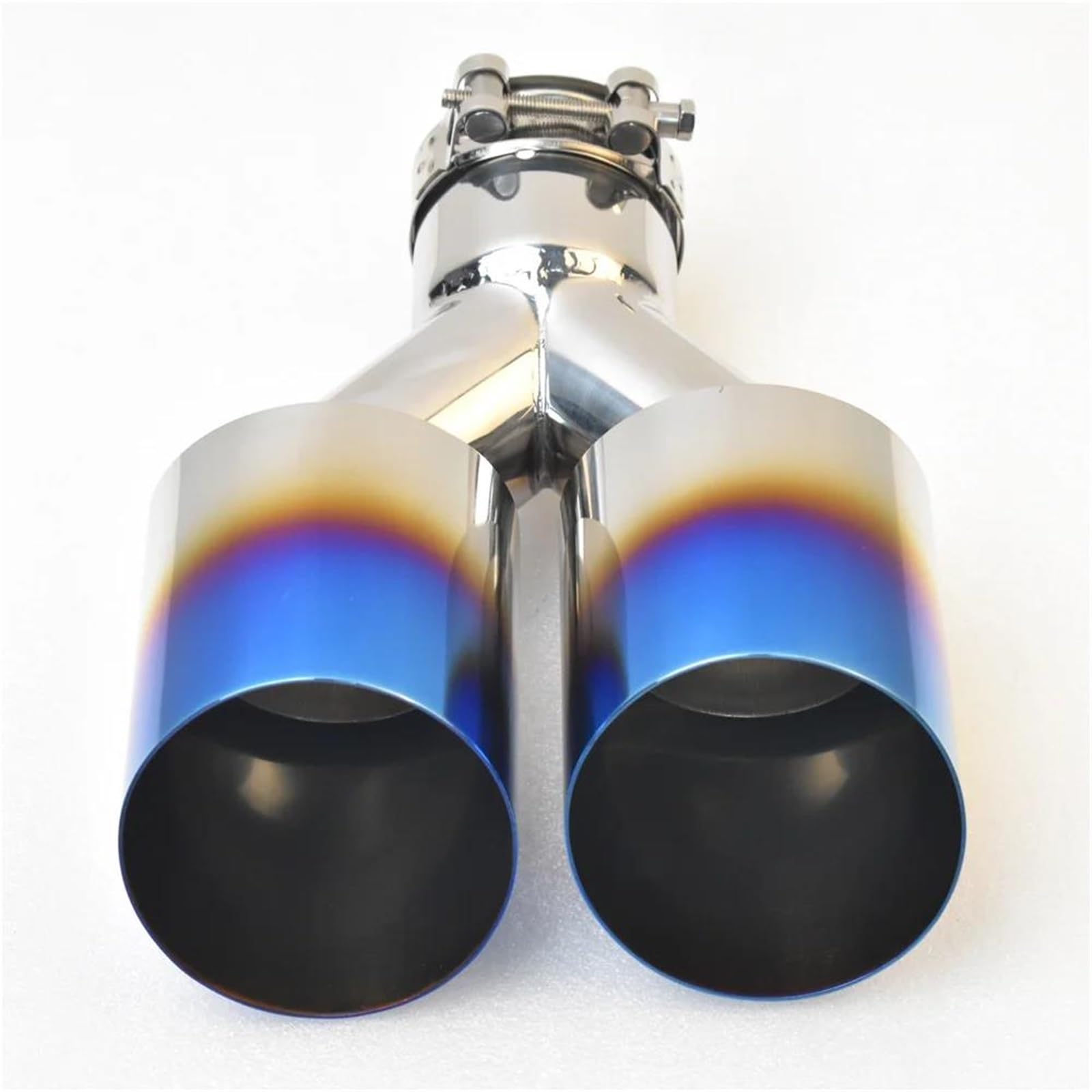 Generico Terminali Scarico Silenziatore Scarico Posteriore Doppio Cilindro Importazione Universale Automobili Acciaio Inossidabile 304 Lega Titanio Esportazione(70MM in- 89MM out)