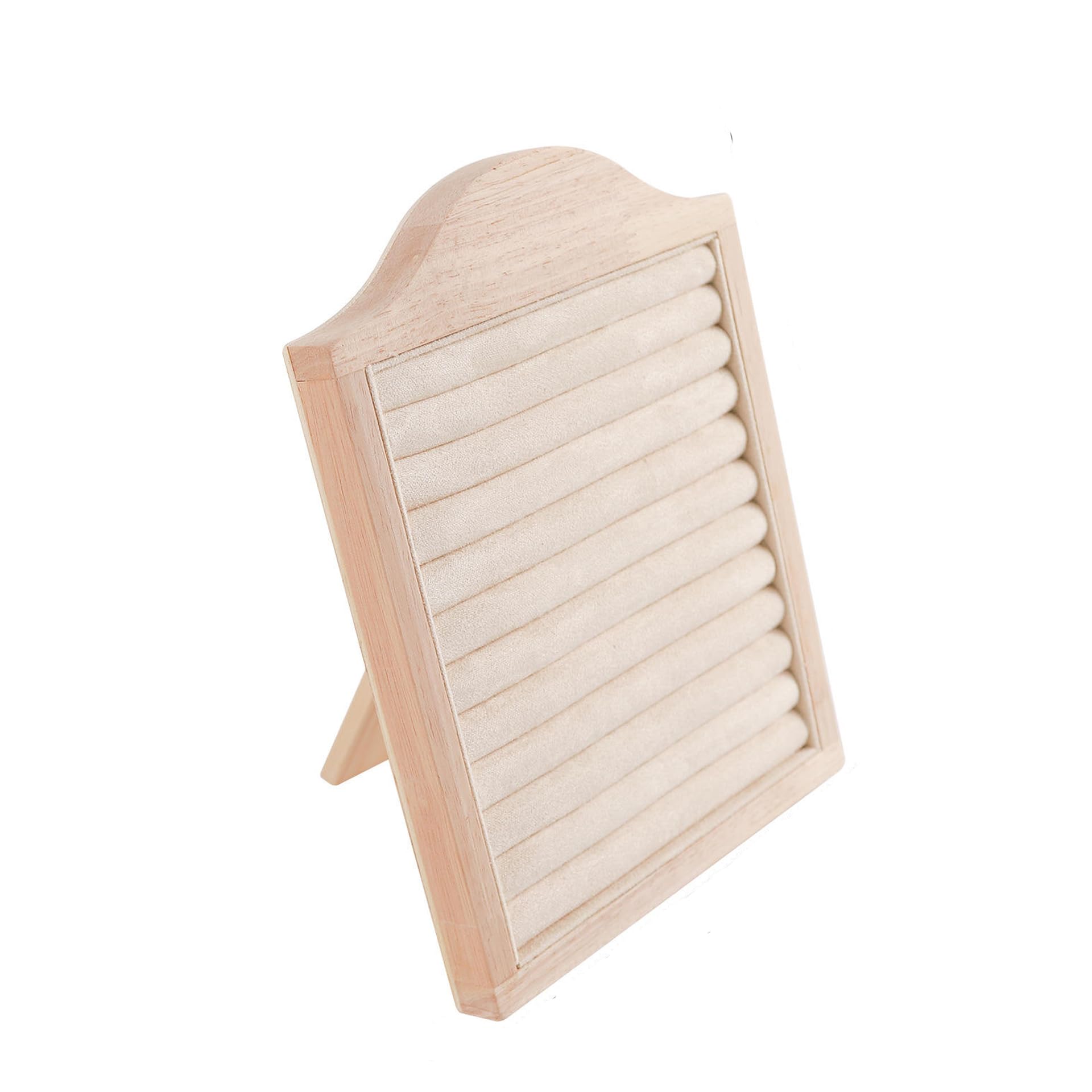 JEWELTECH Light Wood Ring-Roll Display Board, Light Beige Fabric Organizer for Rings and Small Jewelry, Tabletop Jewelry Showcase for Shop and Home-picture-10