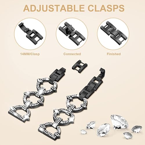 Miniatura 7 de Mesime Correas brillantes compatibles con Samsung Galaxy Watch 7 de 1.575 pulgadas, 1.732 pulgadas, 0.787 pulgadas, elegante correa de repuesto para