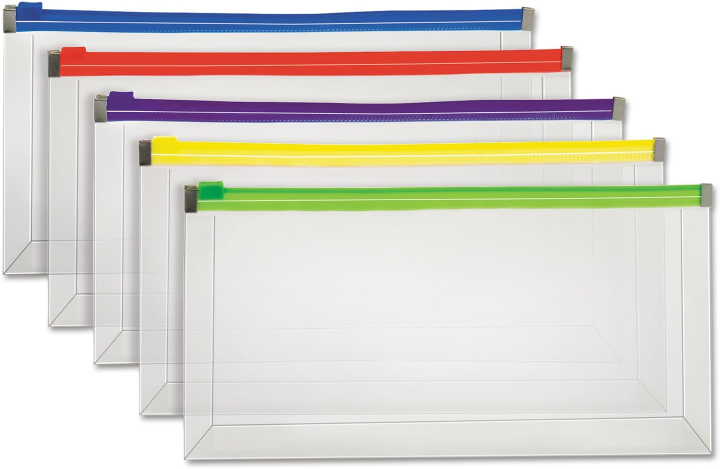 Pendaflex Poly Zip Check Envelope, Zipper Closure, 10.13 x 5.13, Assorted Colors, 5/Pack