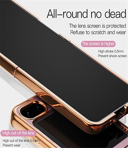Miniatura 4 de ZOEVEES Funda para Samsung Galaxy Z Flip 5 5G, soporte de anillo de 360 incorporado, soporte magnético, borde galvanizado de lujo, cubierta