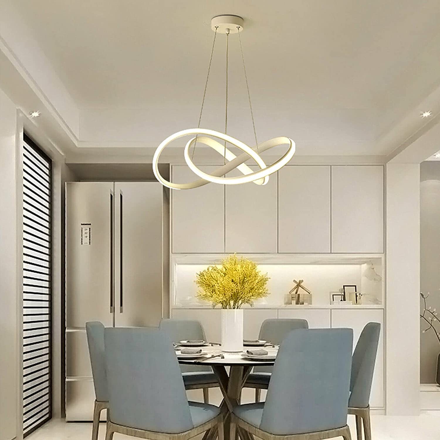 Luce a soffitto del lampadario, Moderna Lampada a LED Home LED in Stile Creative Elegant, Strisce a LED attorcigliate Dimmabile 3 Colori Light Colors Energia Risparmio Lunga Vita con Remoto Control,