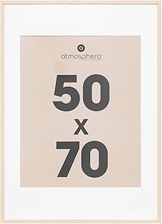 Atmosphera - Cadre Photo Manu Bois Naturel 50x70 cm, Avec Passe-Partout 30x40 cm, À Poser ou Suspendre - Pour Décoration Murale, Salon, Bureau