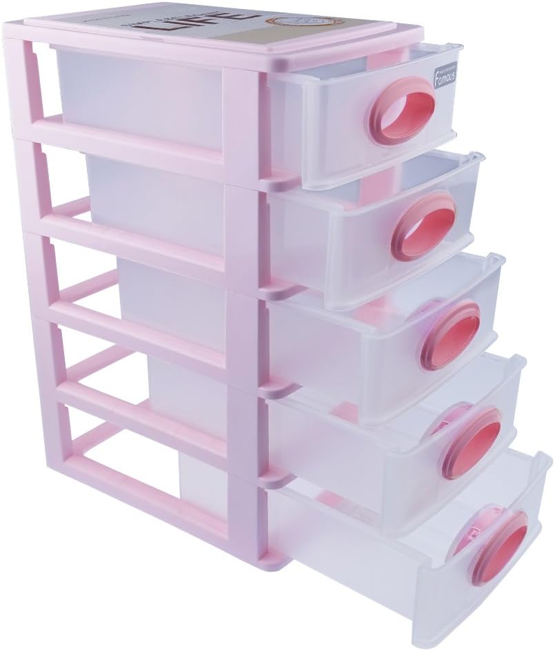 Cand Desktop 5-drawer Storage Unit for Office (pink), F
