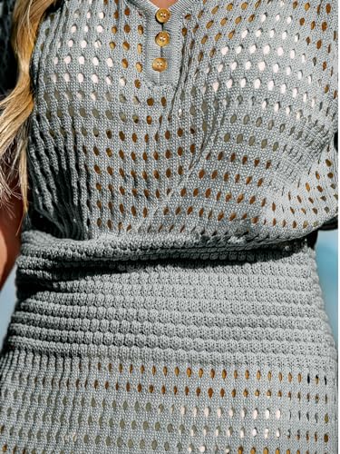 Image of CUPSHE Women Crochet Swim Cover Up Short Sleeve V Neck Bathing Suit Beach Dress Summer Swimwear Coverups