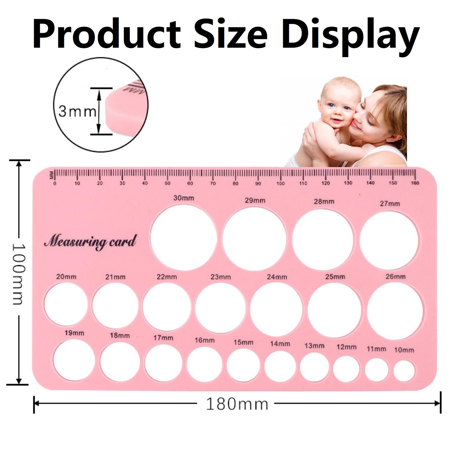 Règle de Mesure de Taille des Mamelons en Silicone avec Ruban à Mesurer 1.5m