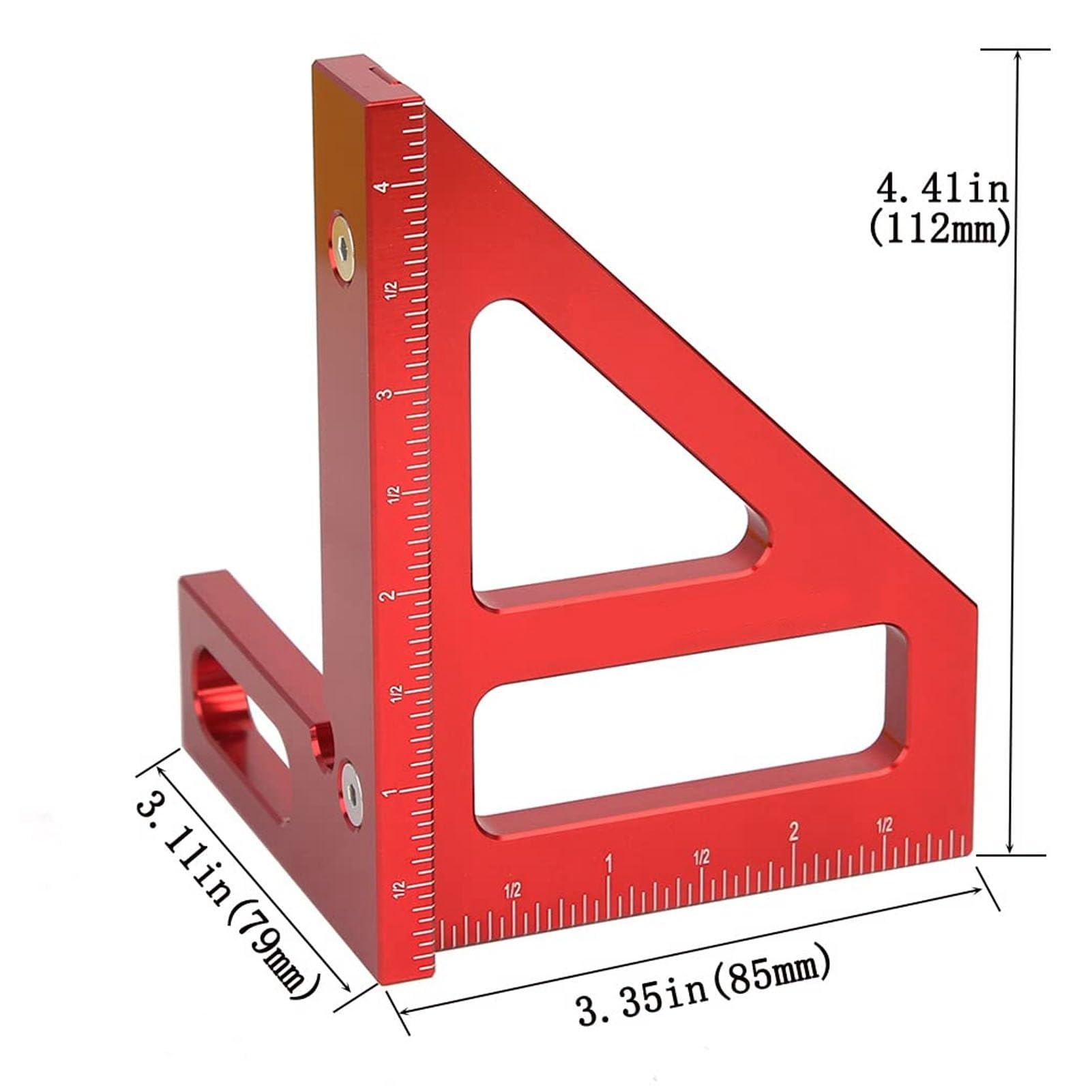 Dreieck-Messlineal mit Mehreren Winkeln (45°/90°) aus Aluminiumlegierung, hochpräzise für Holzbearbeitung, Linienzeichnungen und Gehrungsreißer