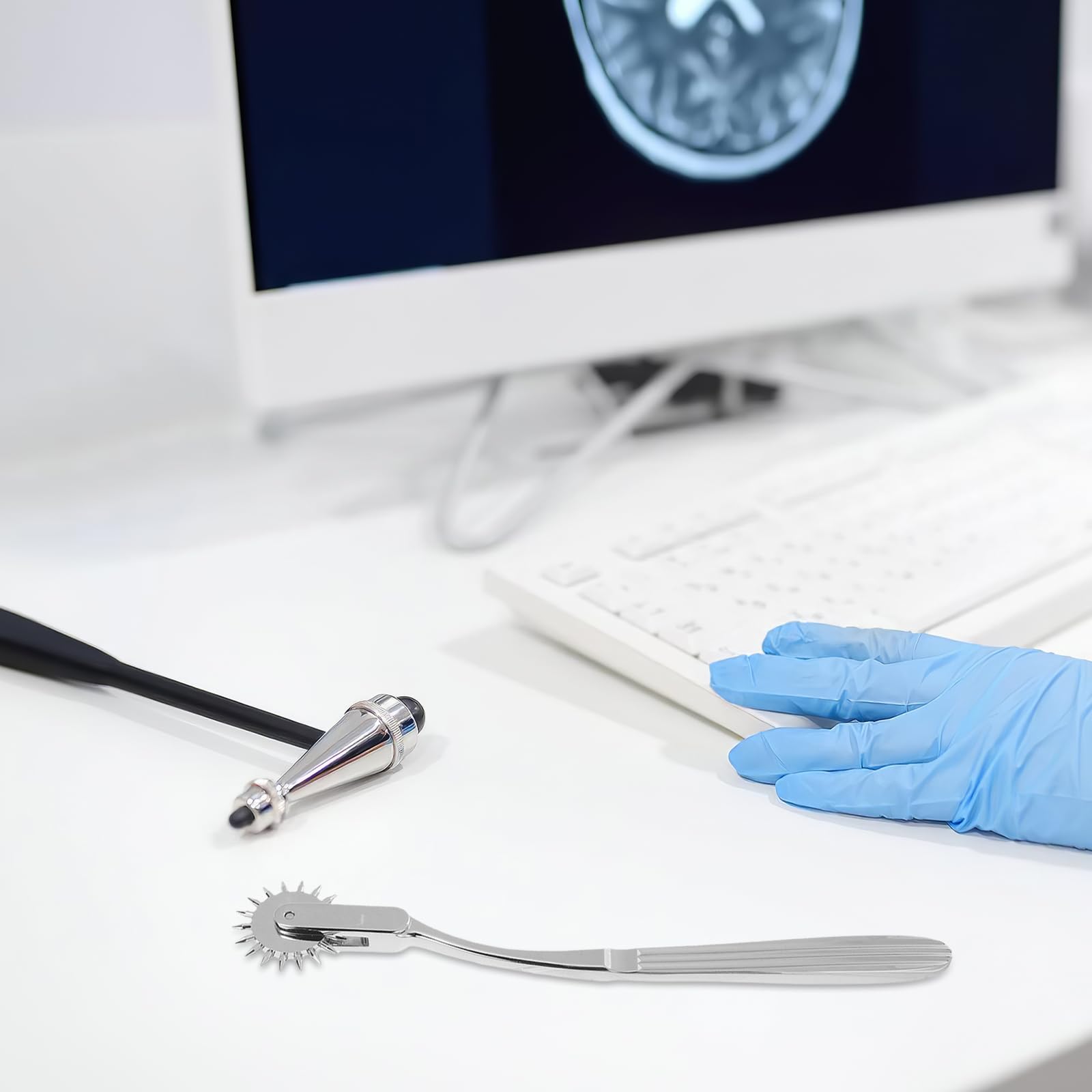 NUOBESTY Set 5 Pezzi Martelli Neurologici per Esame Clinico, Strumenti a Percussione Medici Portatili Impugnatura Ergonomica, Kit Diagnostico per Infermieri e Personale Ospedaliero Nero