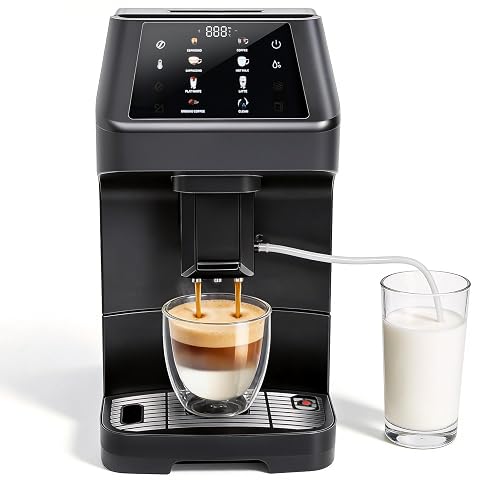 Automatic Espresso Machine With Grinder 19 Bar Coffee Maker with Self-Cleaning Touch Control for Latte Cappuccino Americano DIY