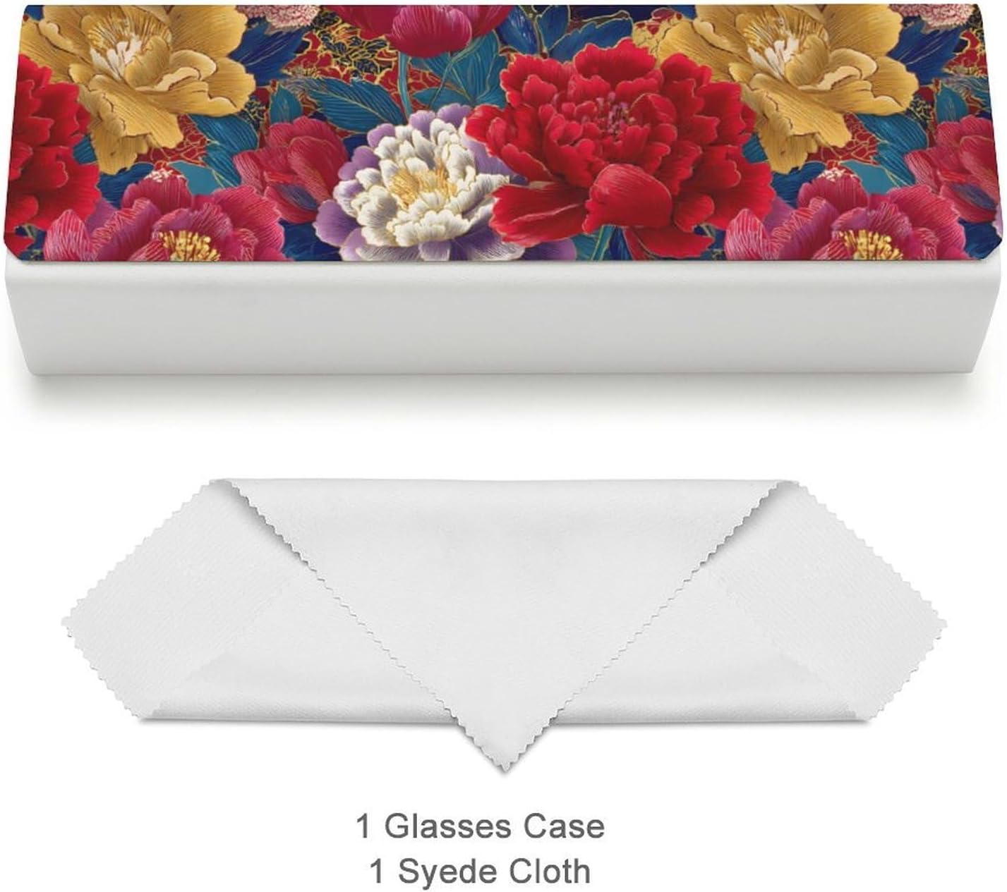 Japanese Traditional Floral Eyeglasses Case with Cleaning Cloth image 3