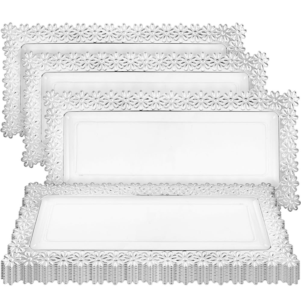 Bluesky Trading Blue Sky Simcha Collection Rectangular Plastic Flower Tray -15.5' x 8.5' | White | Pack of 2