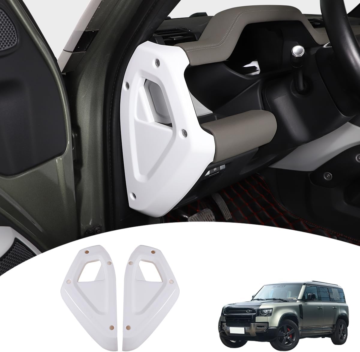 Car Central Control Both Sides Decorative Strips Sticker for Land Rover Defender 2020-2025 90 110 130 Interior Accessories (White)