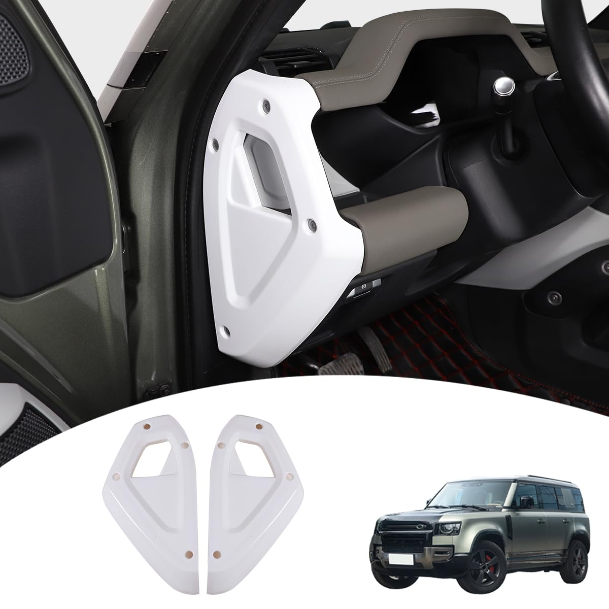 Car Central Control Both Sides Decorative Strips Sticker for Land Rover Defender 2020-2025 90 110 130 Interior Accessories (White)