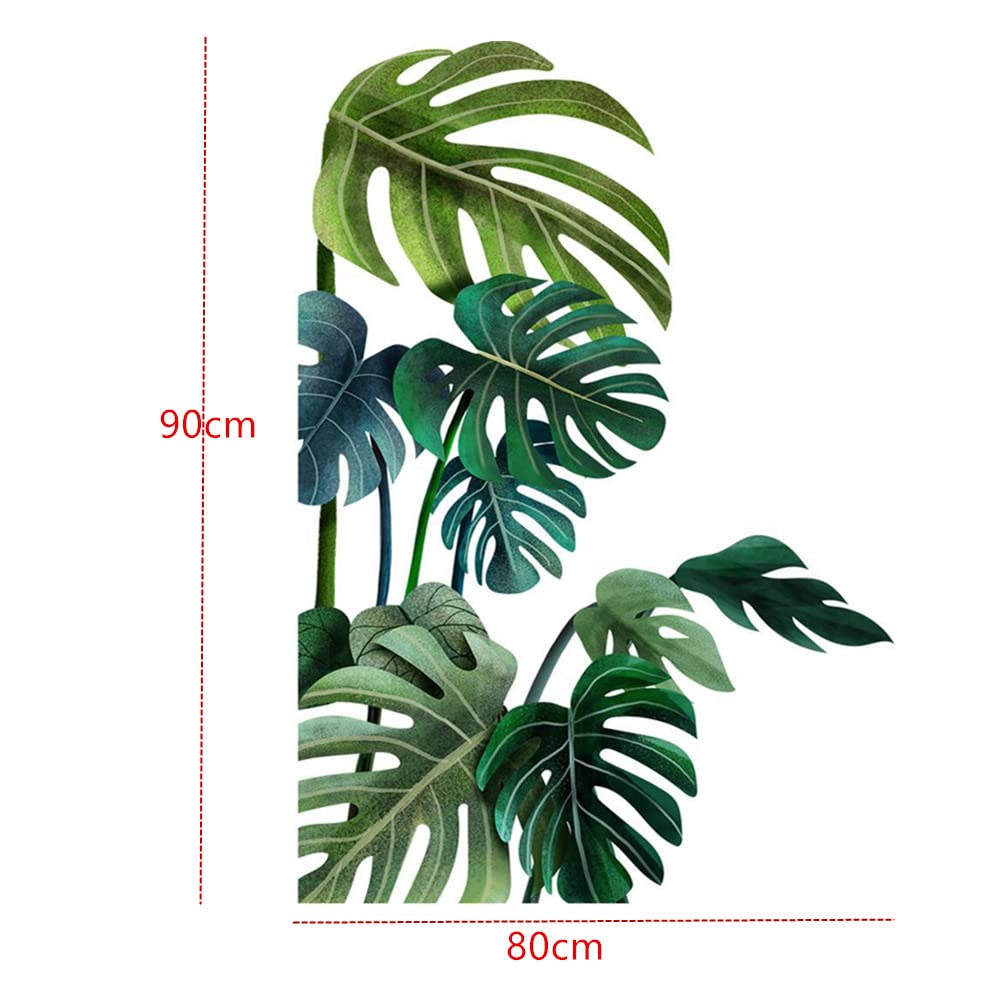 Autocollant Mural Plantes Tropicales Aquarelle - Sticker Végétation Verte Amovible 68x60 Cm Pour Décoration Intérieure Nature & Fraîcheur