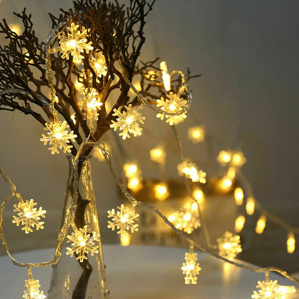 Asky Warm White 2/3 Meters String Lights Snowflake Xmas Tree Christmas Party Home Warm Lamp Decor (,2M10 Leds)