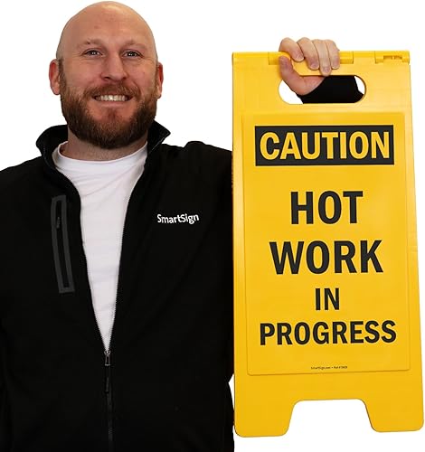 Miniatura 2 de SmartSign -SF-0231-FB "Caution - Hot Work In Progress" Plegable  Plástico de 25 x 12 pulgadas, negro sobre amarillo