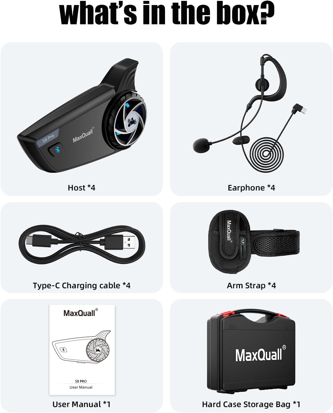 2~8 Person Referee Headset, Ref Communication System for Football Soccer Handball Fishing ATV (4S8 Pro(Model 1 Overhook Earphone))