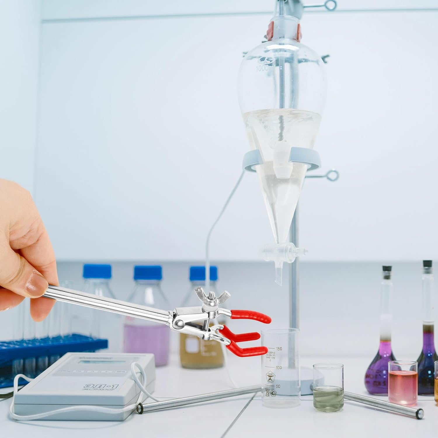 Laboratory Flask Clamp Zinc Alloy Small 3-prong Test Tube Holder Clip Adjustable Lab Stand Clamp for Scientific Experiments