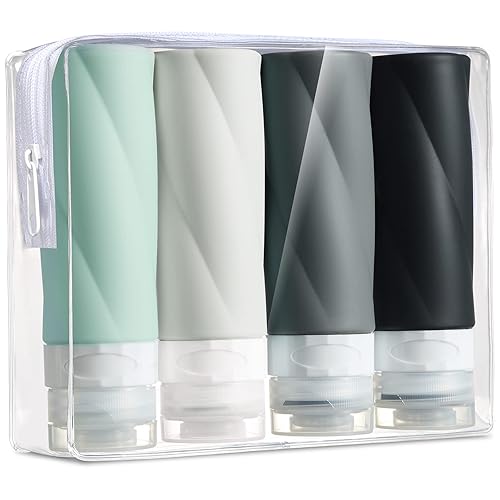 Miniatura 9 de Gemice Botellas de viaje  Recipientes aprobados por la TSA de 3 onzas, sin BPA, a prueba de fugas, silicona exprimible, bolsa de aseo transparente