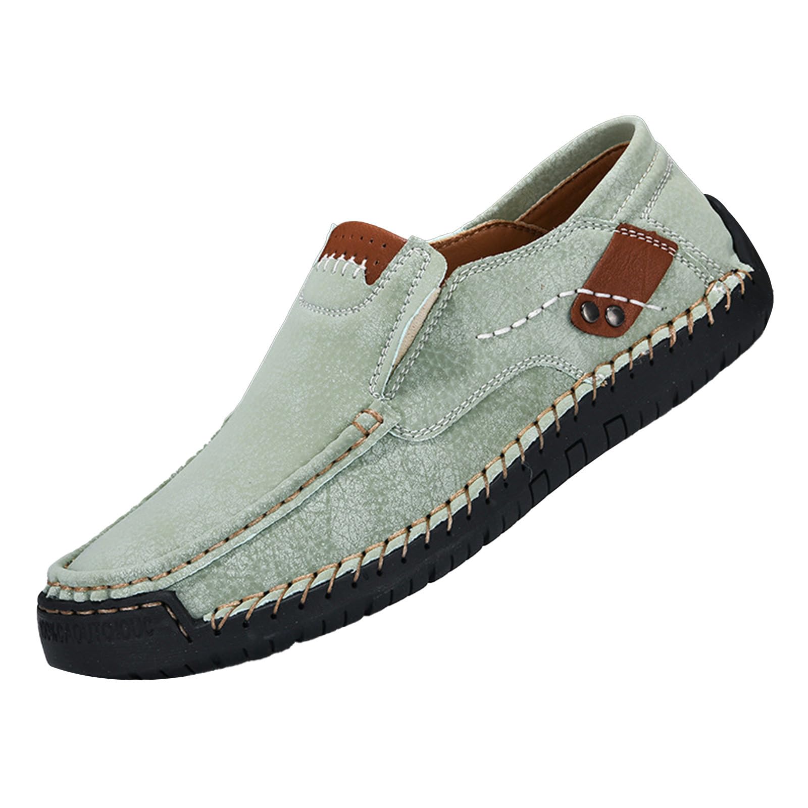 Mocasines para hombre, pies anchos, zapatos de piel, hechos a mano, zapatos de caminar, deportivos, suela plana, zapatos casuales, antideslizantes, cómodos, de un solo color