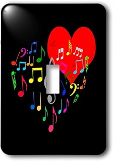 3dRose lsp_267206_1 Singing Red Heart and Colorful Music Notes. Black Background Toggle Switch