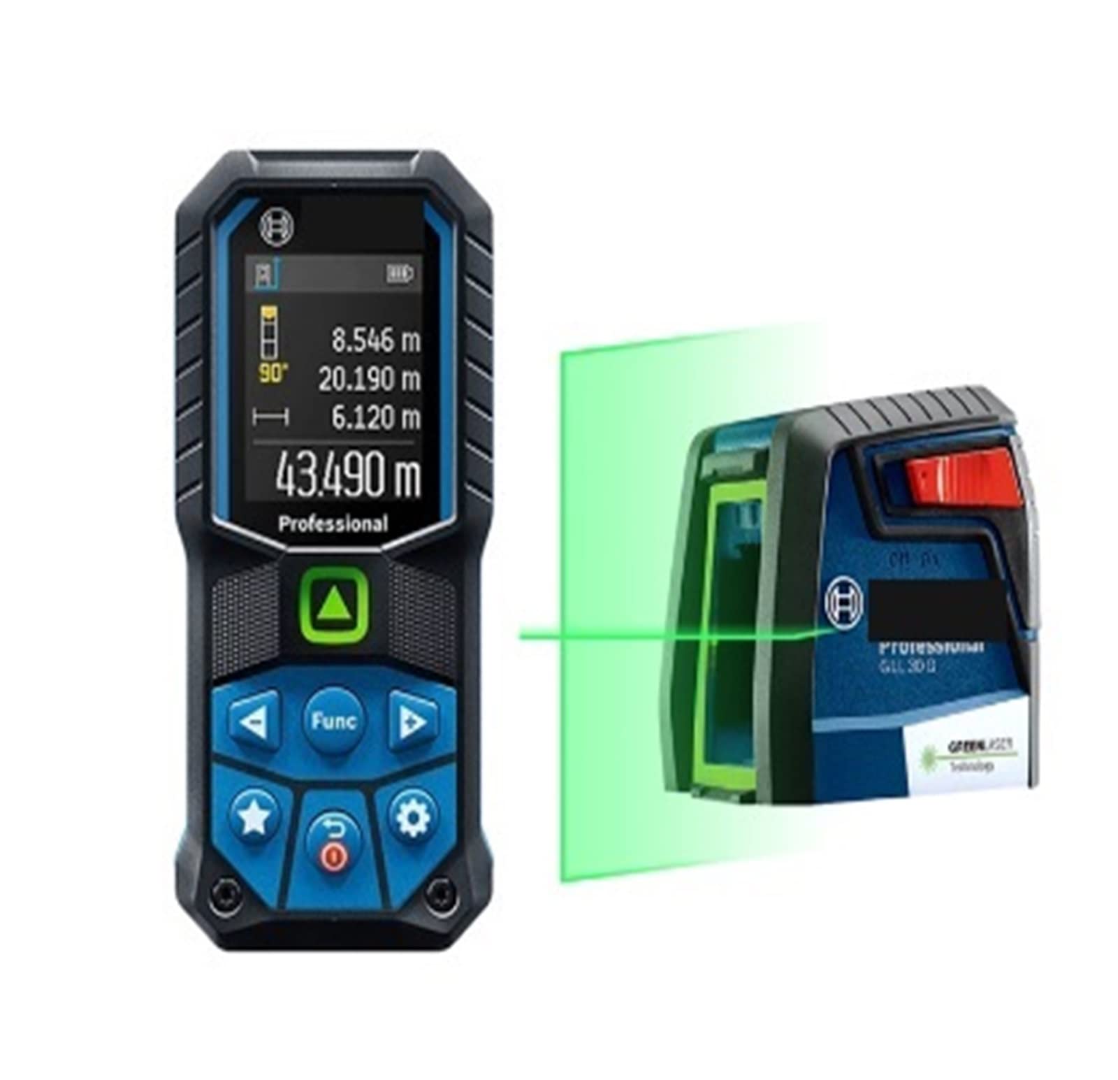 Telémetro láser de GLM50-23G, 50M, láser electrónico de línea verde, 2 en 1, cinta métrica Digital for exteriores, herramientas de instrumentos láser(GLM 50-23G-GLL30G)