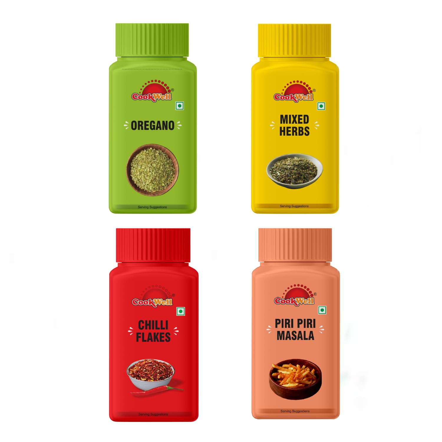 Cookwell Food Seasoning – Oregano 20g x 1 , Mixed Herbs 25g x 1 , Chilli Flakes 35g x 1 , Peri Peri Mix 60g x 1 | Multipurpose Aromatic Dried Spice Blend Herb for Pizza, Pasta, Garlic Bread and Italian Food-image-18