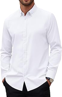 Alimens & Gentle Mens Oxford Shirts Stretch Long Sleeve Dress Shirt for Men Casual
