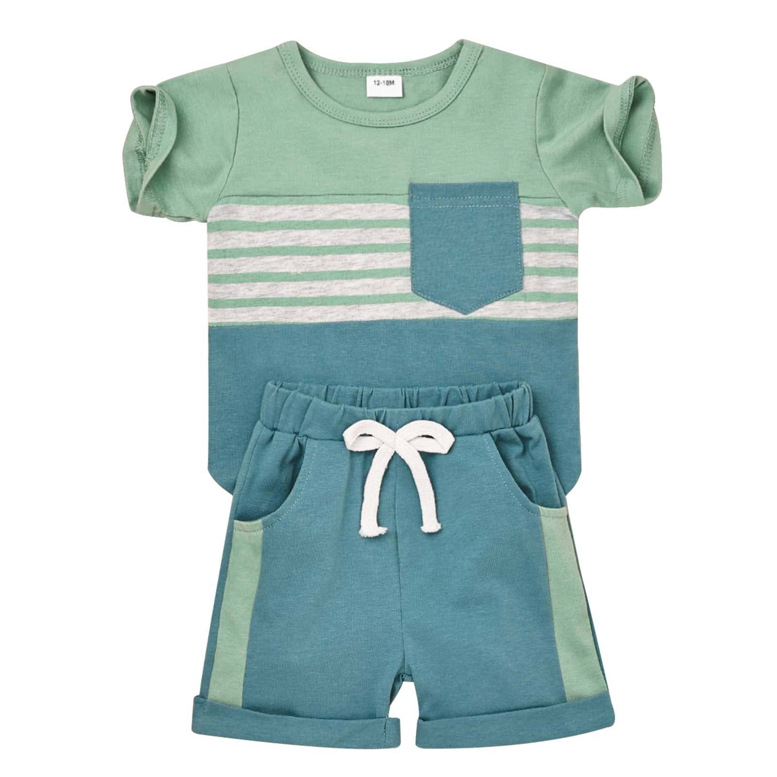 FOCUTEBB Conjunto de ropa de verano para niños pequeños, conjunto de camiseta de manga corta y pantalones cortos, conjunto de ropa de verano, 12M-5T
