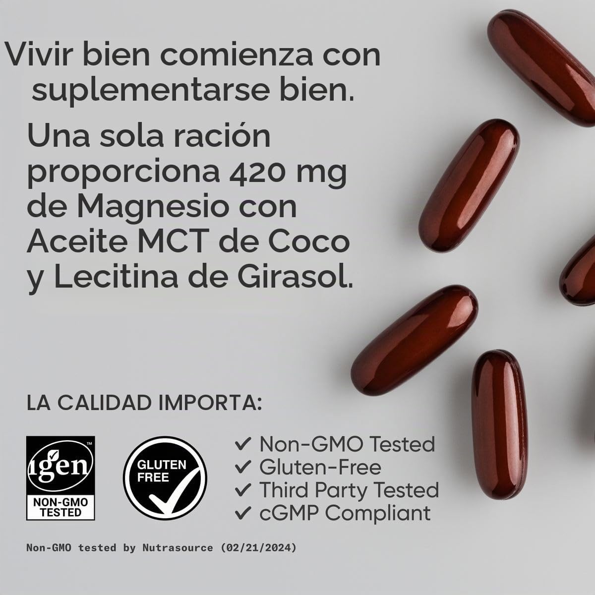 Sports Research® Óxido de magnesio 420 mg con aceite MCT de coco, 90 cápsulas blandas