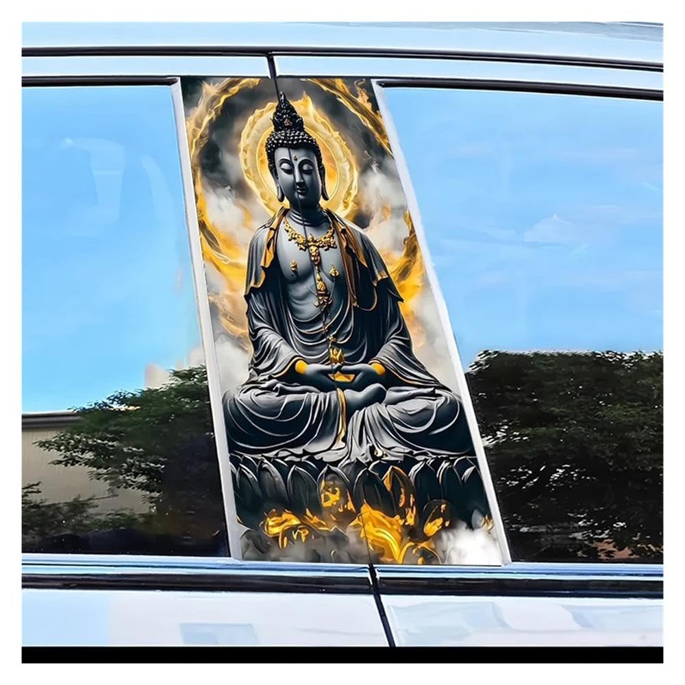 Statue de Bouddha autocollant de pilier B de voiture protection vinyle élégante