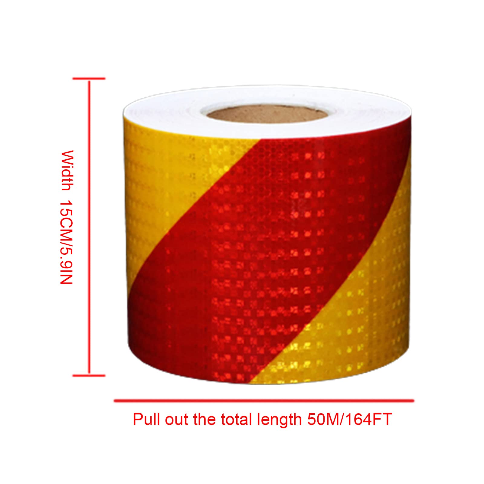 Cinta de señalización de peligro, Cinta Reflectante Multicolor 15cm x 3-50m(Red Yellow,50m)