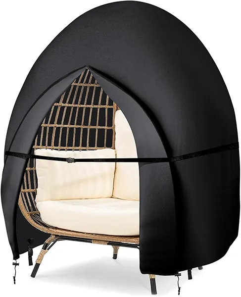 Patio Hanging Egg Chair Cover - Double, Waterproof Oxford Outdoor Pod Swing Loveseat - 91 X 87 Inches