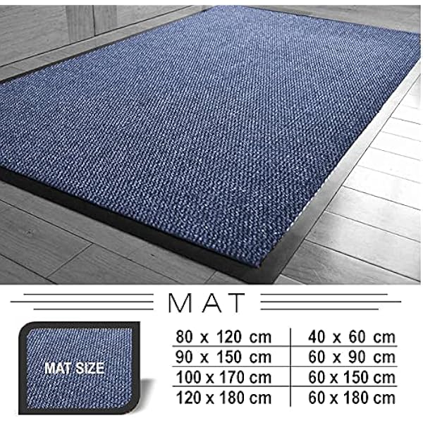 Abaseen Deurmatten Indoor Heavy Duty Grote antislip rubberen matten barrièredeken klein medium extra grote deurmat **6 maten** (blauw, 80x120 cm)