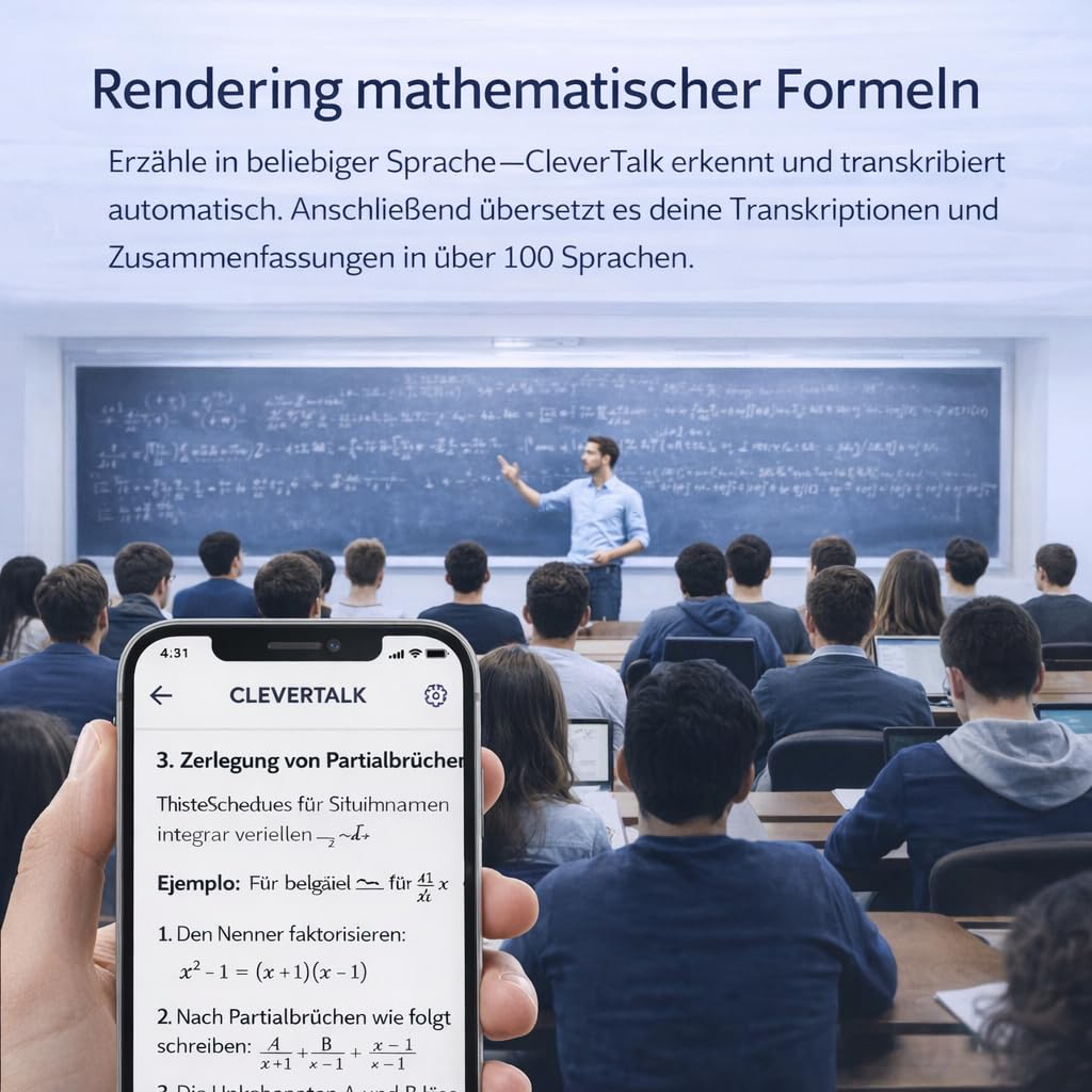CleverTalk Q1 KI-Sprachrekorder | Sprachaktiviert | Mobile App, Mac, Windows und Web | Europäische Cloud DSGVO | 64GB | HD-Audio 1536kbps | USB-C