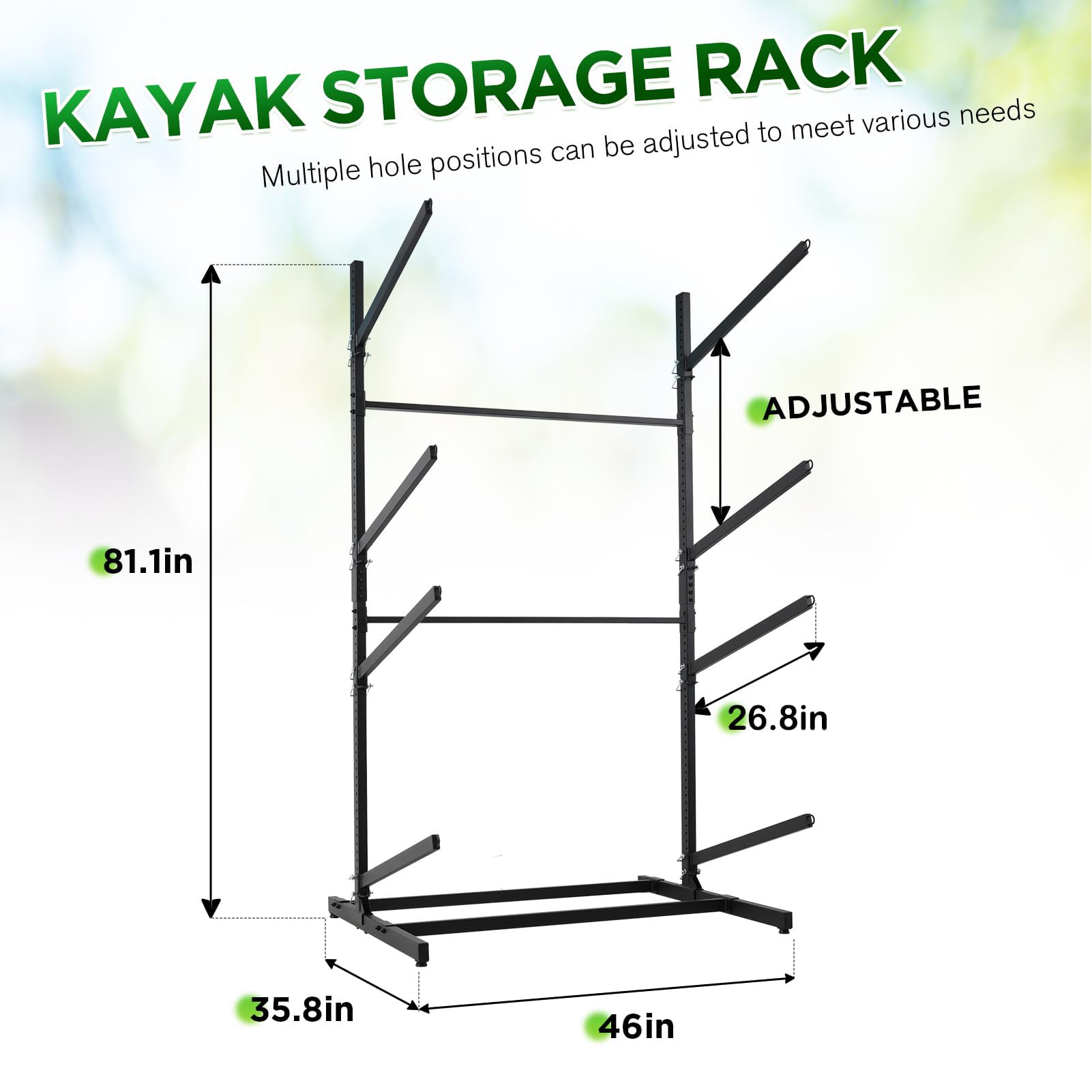 HSGAV Supporto per Kayak,Supporto per Kayak per Stoccaggio All'Aperto: Autoportante Regolabile in Acciaio Resistente per Canoe,Paddleboard,Tavole da Surf,Ideale per Garage E Capannoni Interni