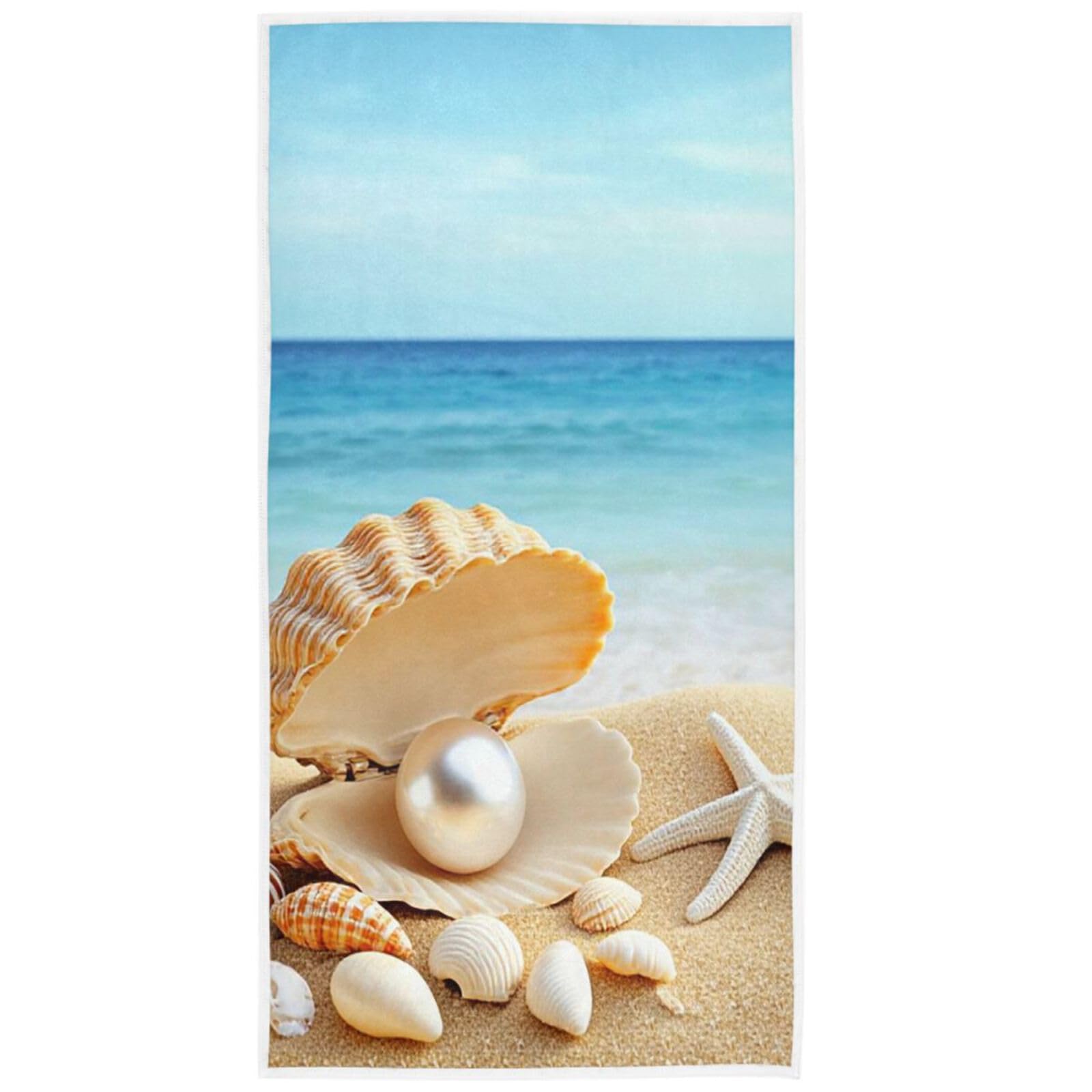 Starfish Shell Pearl Beach Hand Towels 16x30 IN Beach Sea Ocean Marine Nautical Sand Bathroom Towel Soft Absorbent Summer Wave Small Bath Towel