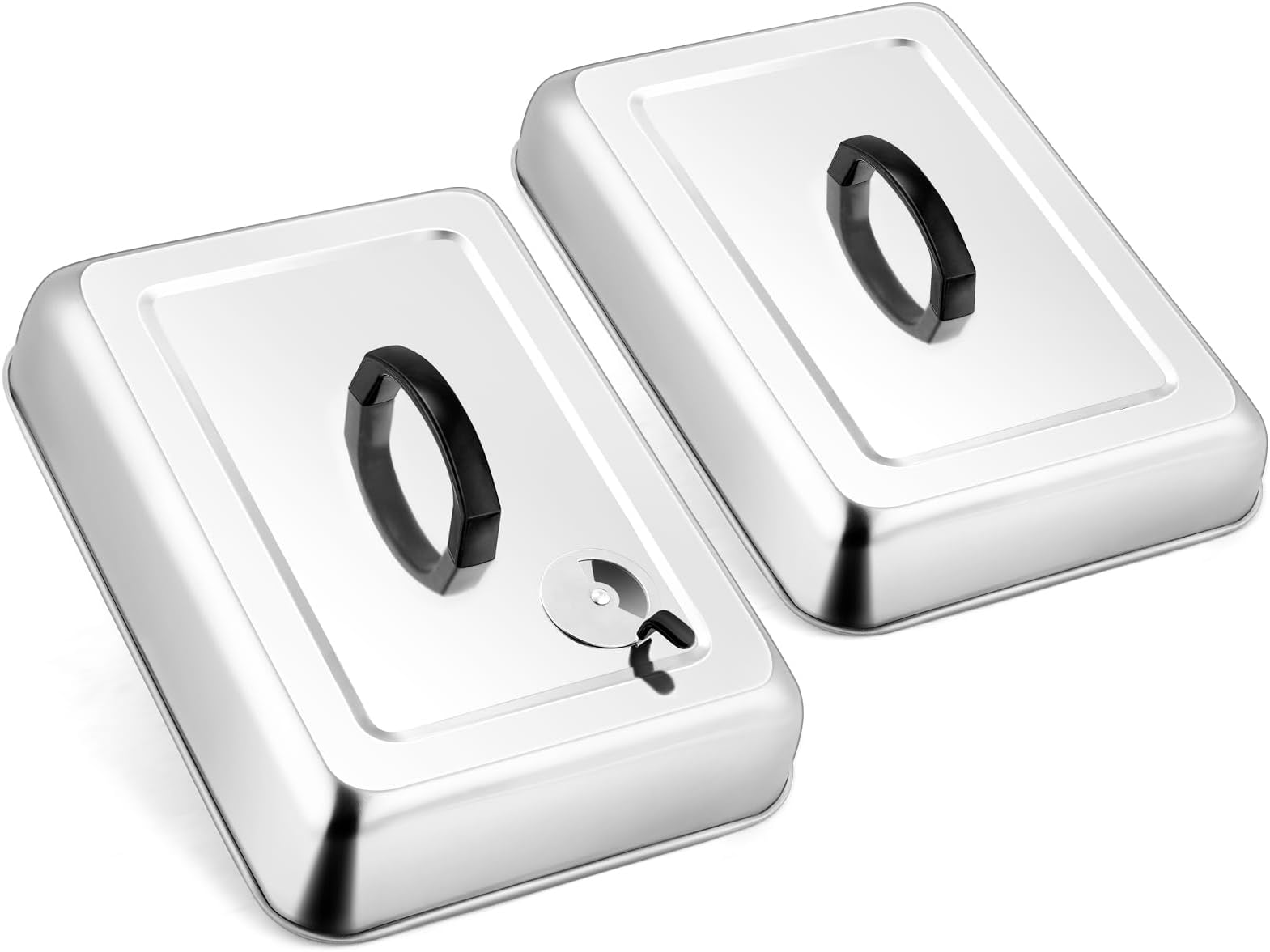 2Pack Heavy Duty Melting Dome for Griddle, Leonyo 13" Stainless Steel Rectangular Griddle Basting Cover, Steam Cover Lid for Flat Top Grill