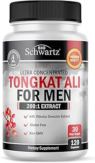 Tongkat Ali for Men 1020mg (120 Capsules) 200 to 1 Tongkat Ali Extract (Eurycoma longifolia) with Tribulus Terrestris for Natural Men's Health Support (Gluten Free and Non GMO) Full 30 Day Supply