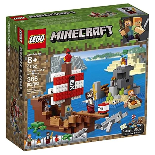 LEGO Minecraft The Pirate Ship Adventure 21152 Building Kit (386 Pieces)
