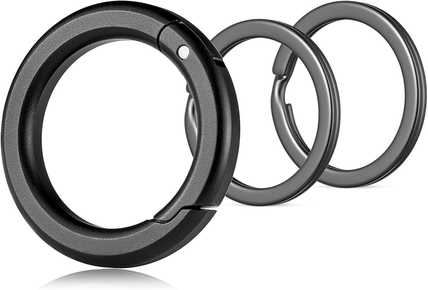 FEGVE Integrated Titanium Round Carabiner Key Clip with 2 Key Rings