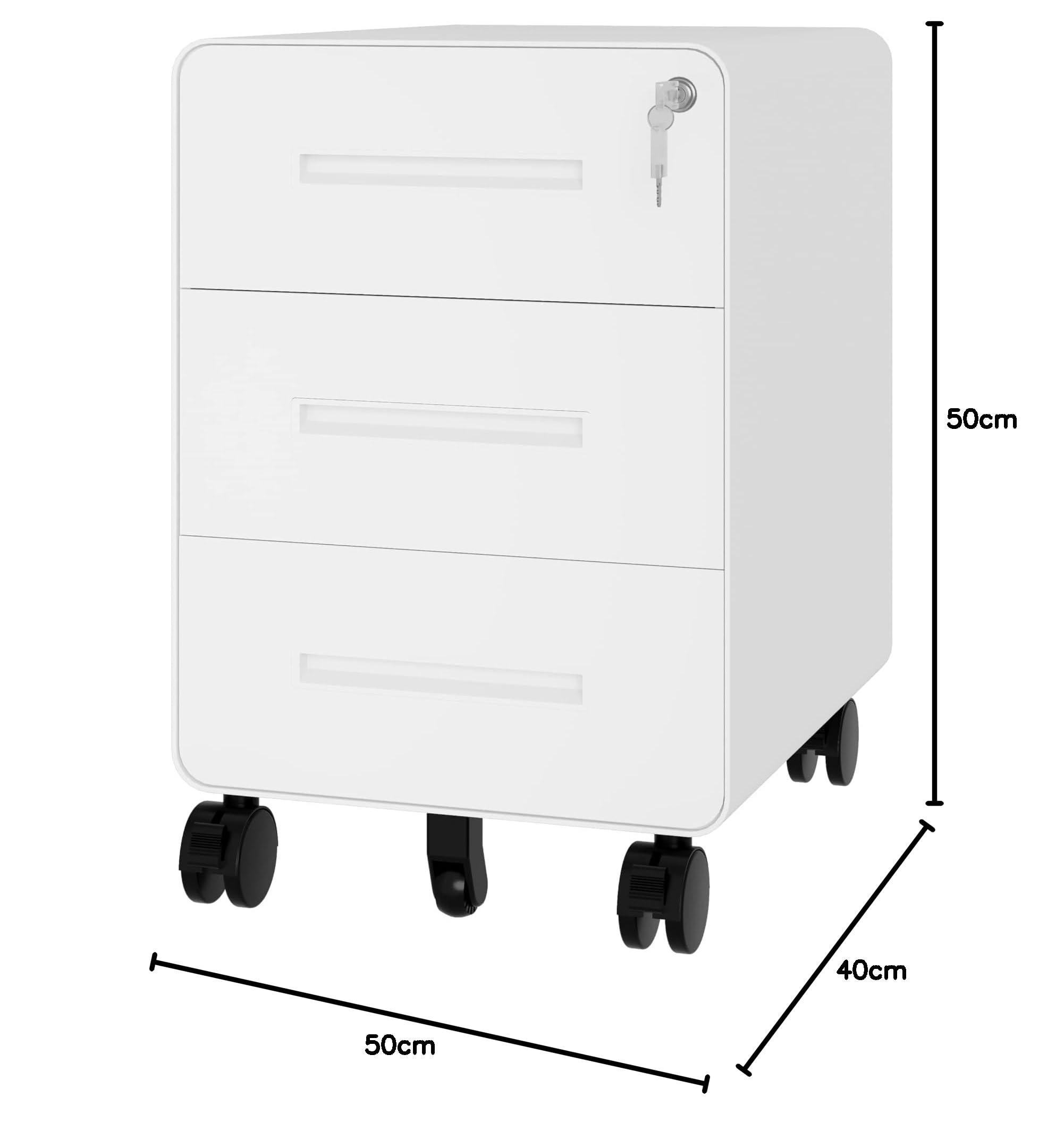 BISLEY Rollcontainer EasyRoll - mit 3 Schublade, Bürocontainer in der Farbe 696 weiß - Rollwagen Maße: H:500 x B:400 x T:500 mm - Gebrauch für unter Schreibtisch, Akten, Dokumente, Schreibwaren