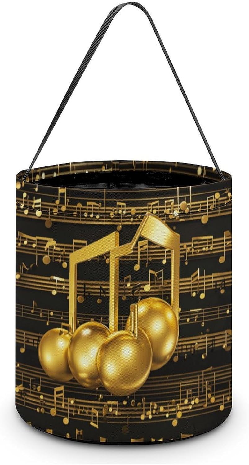 Gold Musical Note Halloween Candy Bag Trick Or Treat Bucket