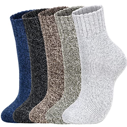 Image of Wool Socks for Women - Womens Wool Socks Winter Sock for men Warm Thick Knit Soft Vintage Casual Crew Sock