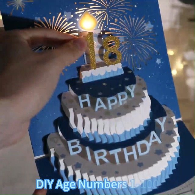 3D Carte Anniversaire Musicale,Carte Anniversaire Femme Musicale, Carte Anniversaire Avec Lumière LED et l'âge,Carte Pop Up Anniversaire Femme à Message Joyeux A-nniversaire,Cadeau Happy Birthday