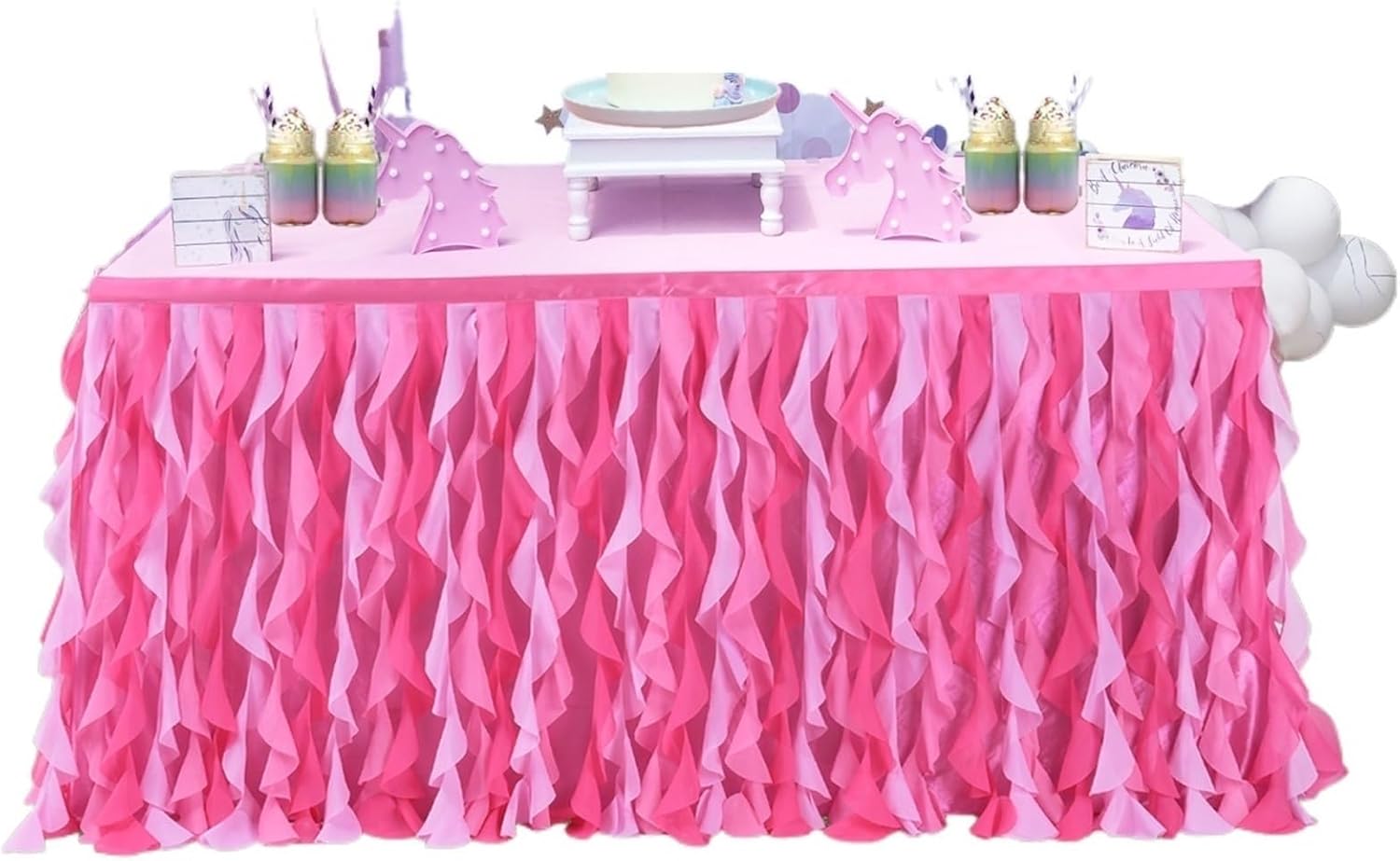 Party Table Skirts 6FT Table Skirt Party Tutu Table Skirt for Party Home Table Decor Birthday DIY(Color 6,6FT 77x183cm)